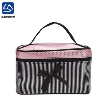 new arrival sweet lady travel makeup bag with black polka dot